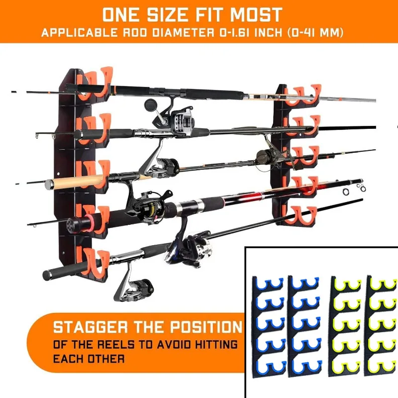 Fishing Rod Rack - حامل لقضبان الصيد، يُثبَّت على الحائط
