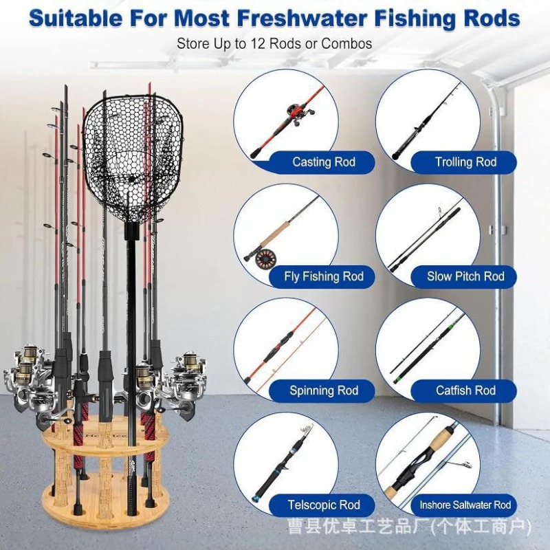 حامل عرض دوار متعدد الأعمدة لت - مراجعة Fishing Rod Rack وسعره