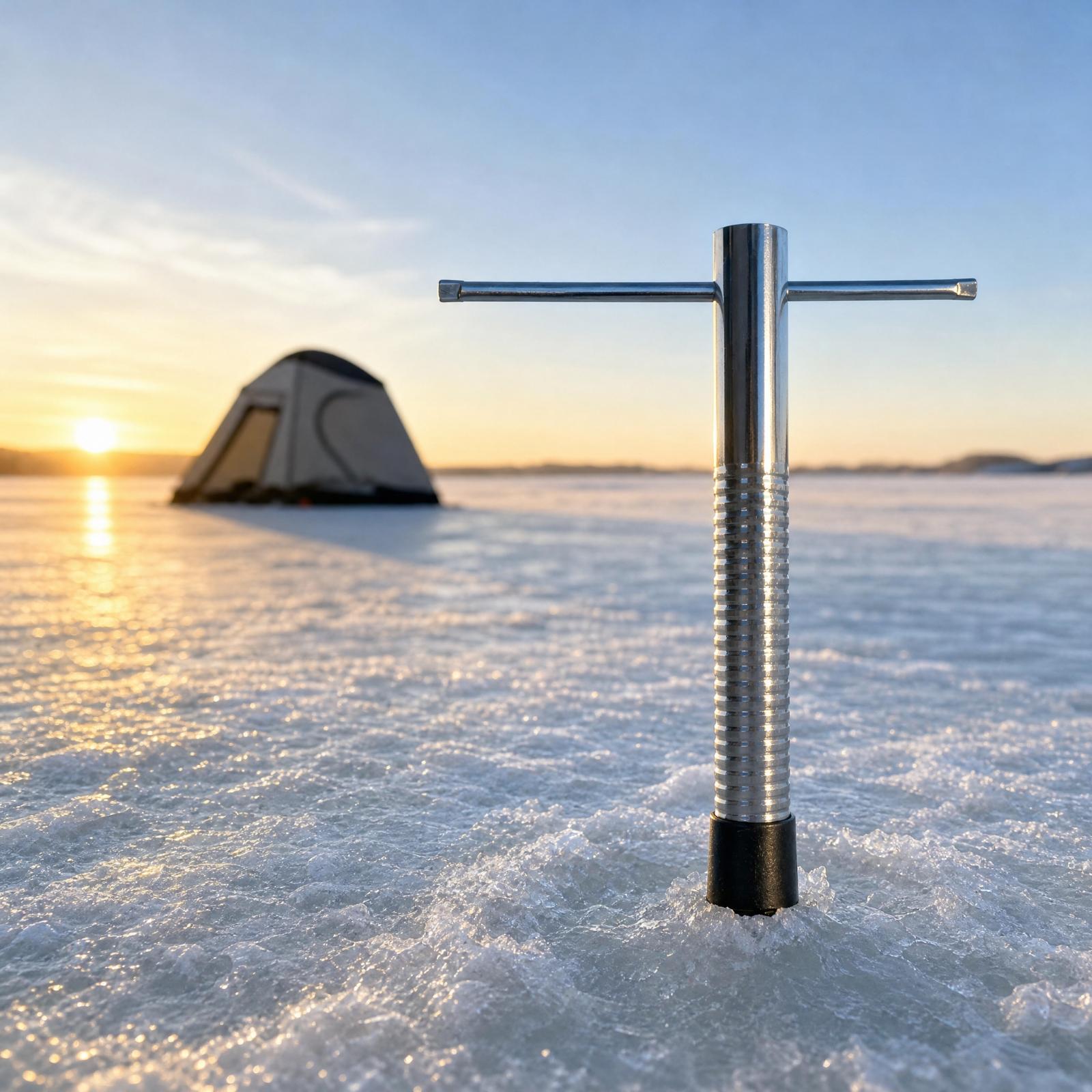 مثقاب ثلج معدني صغير الحجم للا - مراجعة Fishing Rod Ice وسعره